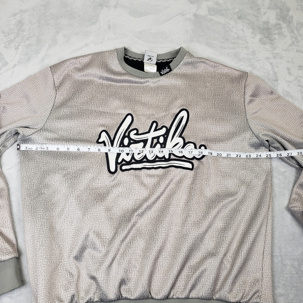 Virtika Silver Script Logo Snowboarding Ski Fleece Lined Crewneck Sweater Men L - Picture 8 of 12